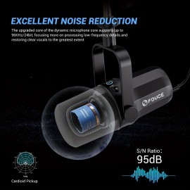 [FDUCE SL40+ Microphone] FDUCE SL40+ Microphone: USB/XLR Dual Connection, Digital/Analog Voice Isolation, Audio Balancing, Silence Function, 96 kHz/24 Bit Support. Plug and Play, Compatible with Computers