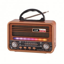 Vintage Wood Grain Retro Radio - Wireless, Stereo Sound, AM/FM/SW Bands, Portable Speaker with USB/TF Card Player, TWS Pairing, LED Lights, Rechargeable Battery for Home and Outdoor Use