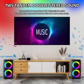 Portable Speaker, Wireless Speaker with Microphone, Large Speaker, Subwoofer, Party Disco Light, TWS, TF, AUX, MIC, Suitable for Party Use, Outdoor Wireless Speaker [Five Holiday Gifts]