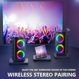 Portable Speaker, Wireless Speaker with Microphone, Large Speaker, Subwoofer, Party Disco Light, TWS, TF, AUX, MIC, Suitable for Party Use, Outdoor Wireless Speaker [Five Holiday Gifts]