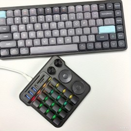 Production New 16-Key Mechanical Keyboard with 4 Knobs, Multi-Functional USB Cable for Computers, Quick Copy & Paste, Design Editing, Hot-Swap, One-handed Macro Keys For Office, Gaming, Entertainment, Adjustable Keyboard With Usb Hub, Sd/tf