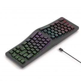Human Ergonomics Wired 69-Key Compact Keyboard with RGB Backlighting, Transparent Gaming Design, Portable and Comfortable for Home Office Use, USB Powered, Gaming Keyboard, Ergonomic Keyboard, Modern Keyboard
