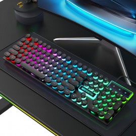 Mechanical Keyboard Wired Illuminated Keyboard Retro Punk Keycaps Gaming E-Sports Office Desktop Computer Peripheral USB Plug and Play Mechanical Feel Mixed Color Backlit, Keyboard for Computer, Gaming Keyboard, Punk Style Keys, Durable Keycaps, E-Sports Gear, Punk Aesthetic, Sturdy Construction, Usbpowered Keyboard, Streamers, Office Workers