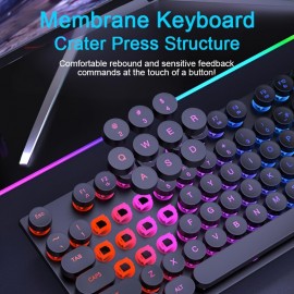 Mechanical Keyboard Wired Illuminated Keyboard Retro Punk Keycaps Gaming E-Sports Office Desktop Computer Peripheral USB Plug and Play Mechanical Feel Mixed Color Backlit, Keyboard for Computer, Gaming Keyboard, Punk Style Keys, Durable Keycaps, E-Sports Gear, Punk Aesthetic, Sturdy Construction, Usbpowered Keyboard, Streamers, Office Workers