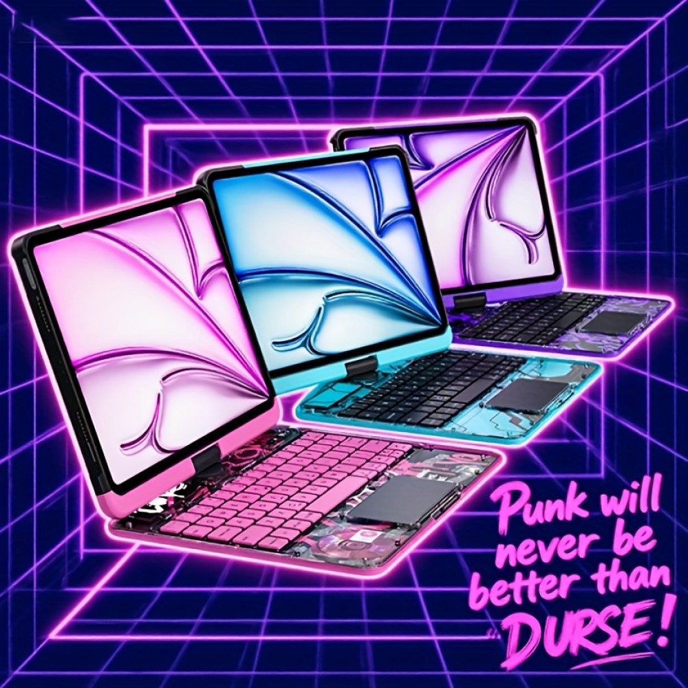 For IPad Air 6 7 11-inch Protective Case With Keyboard, 7-color Backlit Lifting And Rotating Wireless BT Keyboard Protective Case With Pen Holder(pink)7