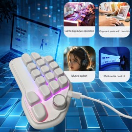 17-key mechanical keyboard, Type-C wired connection, easy to use, RGB backlight, multimedia knob, suitable for office and gaming, pleasant key sound, lightweight and portable, compact design, can be used by simply plugging in the Type-C connection