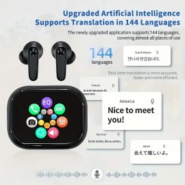 Ai Translator Earbuds Smart Touch Screen Translator Earphone 144 Languages Translator EarbudsTravel Abroad Easy Conversation Translating Earbuds International Conversation Multilingual Translator Lightweight Earphones Modern Translator Christmas gift