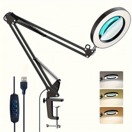 1pc, Foldable Magnifying Desk Lamp, USB Powered with Fixed Device, 3 Adjustable Reading Light Modes, Suitable for Close Range Reading Handicrafts Office Study Bedroom, Prefect for Father's Day Mother's Day Friends Christmas Birthday Gifts Battery Not