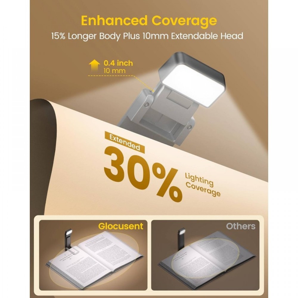 USB Rechargeable Extendable Book Light with 5-Level Brightness & 3-Color Night Light, Clip-On Bedside Reading Lamp with Sleep Timer (30/60/90 Mins) for Kindle, Tablets, Smartphones, Books - Ideal Gift for Night Readers
