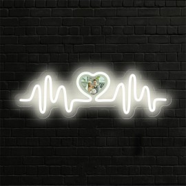 Personalized LED Neon Heart Photo Light - USB Powered, Customizable Wall Decor with Love Design, Perfect Gift for Couples, Weddings, Birthdays, Valentine's Day, Mother's Day, Home Decor