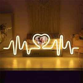 Personalized LED Neon Heart Photo Light - USB Powered, Customizable Wall Decor with Love Design, Perfect Gift for Couples, Weddings, Birthdays, Valentine's Day, Mother's Day, Home Decor
