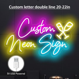 Customizable Neon Sign for Wine Glass, Personalized LED Light Wall Decor, USB Powered, Ideal for Birthday, Christmas, Valentine'S Day, Shop, Home, Wedding Decoration, No Battery Required