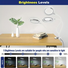 10X Magnifying Glass with Light & Clamp - Real Glass Magnifying Desk Lamp with Long Gooseneck, 5 Color Modes (, Green, Red, ), Hands-free For Crafts, Jewelry, Close Work - Usb-powered, Ideal For Indoor Use, Magnifying Glass For Crafts