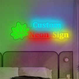 1pc Custom Double row Maple Neon - unique neon signs for wall decor, personalized neon sign with dimmer - stylish bedroom decor, customizable design, perfect gift for weddings, birthdays and party celebrations, essential party decor supplies