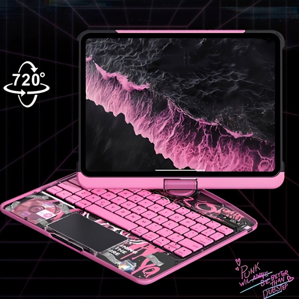 Suitable For IPad 10th Generation Protective Case With Keyboard Lazy Bracket 7-color Backlight Lifting And Rotating Pen Holder Storage Wireless Magic Keyboard Protective Case For 2022 New IPad 10th Generation 10.9 Inch/iPad Air 13 Inch M3/M4 (pink)