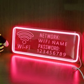 Customizable WiFi Name and Password Sign - USB-Powered LED Neon WiFi Router, Network & Password Fields, Modern Blue Lighting for Home, Office, Cafe, Party Decor - Easy Installation with On/Off Switch Control, Cafe Decoration, Contemporary Design, Durable Plastic, Cafe Owners