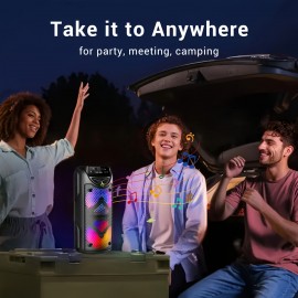 [Portable Wireless Speaker] 4000W Portable Outdoor Wireless Speaker with Colorful Light Effects | Subwoofer Sound System, 2400mAh Capacity, Type-C Charging, USB FM TF Card AUX MIC Knob + Button Control