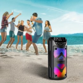 [Portable Wireless Speaker] 4000W Portable Outdoor Wireless Speaker with Colorful Light Effects | Subwoofer Sound System, 2400mAh Capacity, Type-C Charging, USB FM TF Card AUX MIC Knob + Button Control