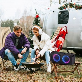 Portable Bluetooth Speaker, with Dual 6.5'' Drvers, Colorful LED And 7500W Wireless Stereo to Immerse Your Party, Adjustable Strap, Ultra Lightweight Portable Design, BT/TF/TWS/USB/AUX, Suitable for Party/Outdoor/Travel, Portable Speaker with Radio Vintage, Home Entertainment, Party Speaker, Sleek Design, Colorful Lighting, Reliable Performance, Sturdy Construction, Aux Speaker, USB Speaker, Party Hosts, Outdoor Enthusiasts