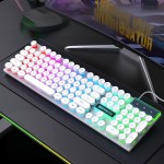 Mechanical Keyboard Wired Illuminated Keyboard Retro Punk Keycaps Gaming E-Sports Office Desktop Computer Peripheral USB Plug and Play Mechanical Feel Mixed Color Backlit, Keyboard for Computer, Gaming Keyboard, Punk Style Keys, Durable Keycaps, E-Sports Gear, Punk Aesthetic, Sturdy Construction, Usbpowered Keyboard, Streamers, Office Workers