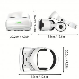 4K Virtual Reality Helmet for Smartphones - Ergonomic Design, Multifunctional Buttons, No Battery Needed, Blue HD Lenses, 6.5-Inch Screen, Wide Field of Vision, VR Headset for Hands-Free Us