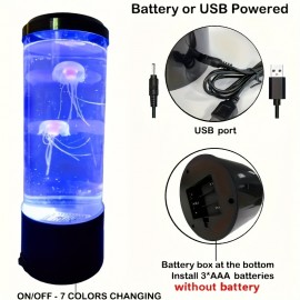 1pc of 2 color-changing jellyfish lamps, choose any style. Aquarium marine night lights, multi-color color-changing environment night lights suitable for living rooms, family bedrooms, desktop decorations, holiday gifts, best gifts for Halloween and Christmas. USB interface, USB lamp lighting fixtures, computer accessory peripheral devices.