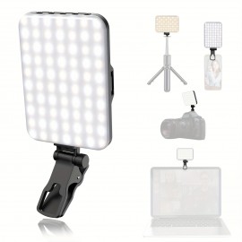 LED Rechargeable Clip Fill  Conference Light with Front & Back Clip, Adjusted 3 Light Modes for Phone, iPhone, Android, iPad, Laptop, for Makeup, TikTok, Selfie, Vlog