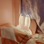 1pc Cute Bunny LED Night Light - Pastel Bedroom, Office, Desk Decor - USB-Powered Wall or Tabletop Lamp - Ideal Gift for Women, Teens, Valentine's, Mother's Day - Minimalist Rabbit Lighting Fixture