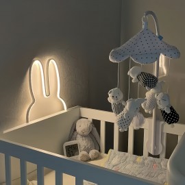 A Cute Iron Art Rabbit USB Lamp with Three Color Options (White Light | Neutral Light | Warm Light) And Dimmable Functionality, Featuring a Minimalist Design That Is Both Functional And Aesthetically Pleasing, Making It an Ideal Gift for Family And