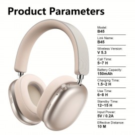 Wireless Headphones - Over-Ear Headphones with Built-in Mic, USB-Powered (Type-C Charging), Noise Cancelling, Compatible with PC, Phone, Tablet, Gaming, TV, Movie